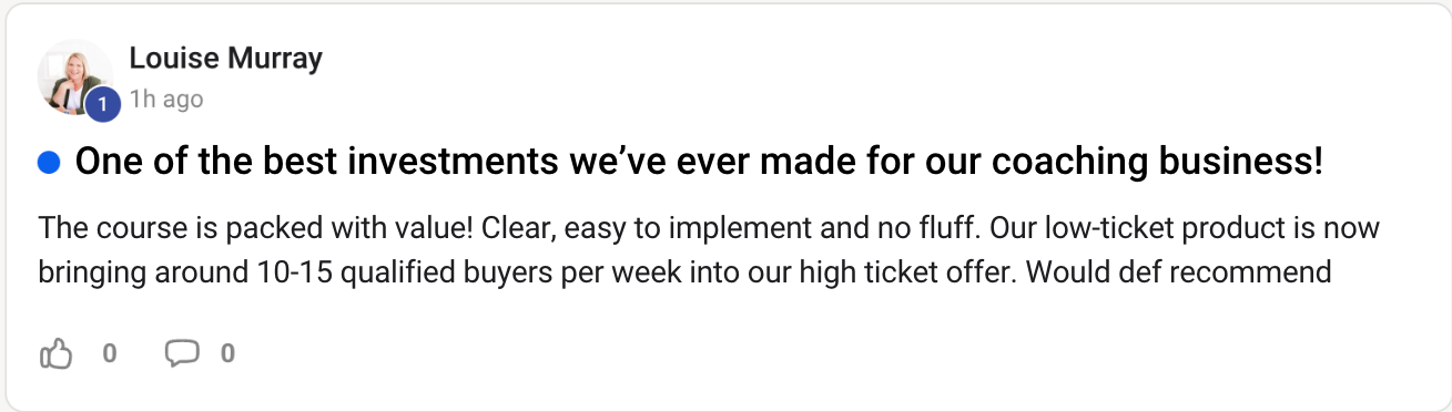 Louise Murray: One of the best investments we've ever made for our coaching business!
